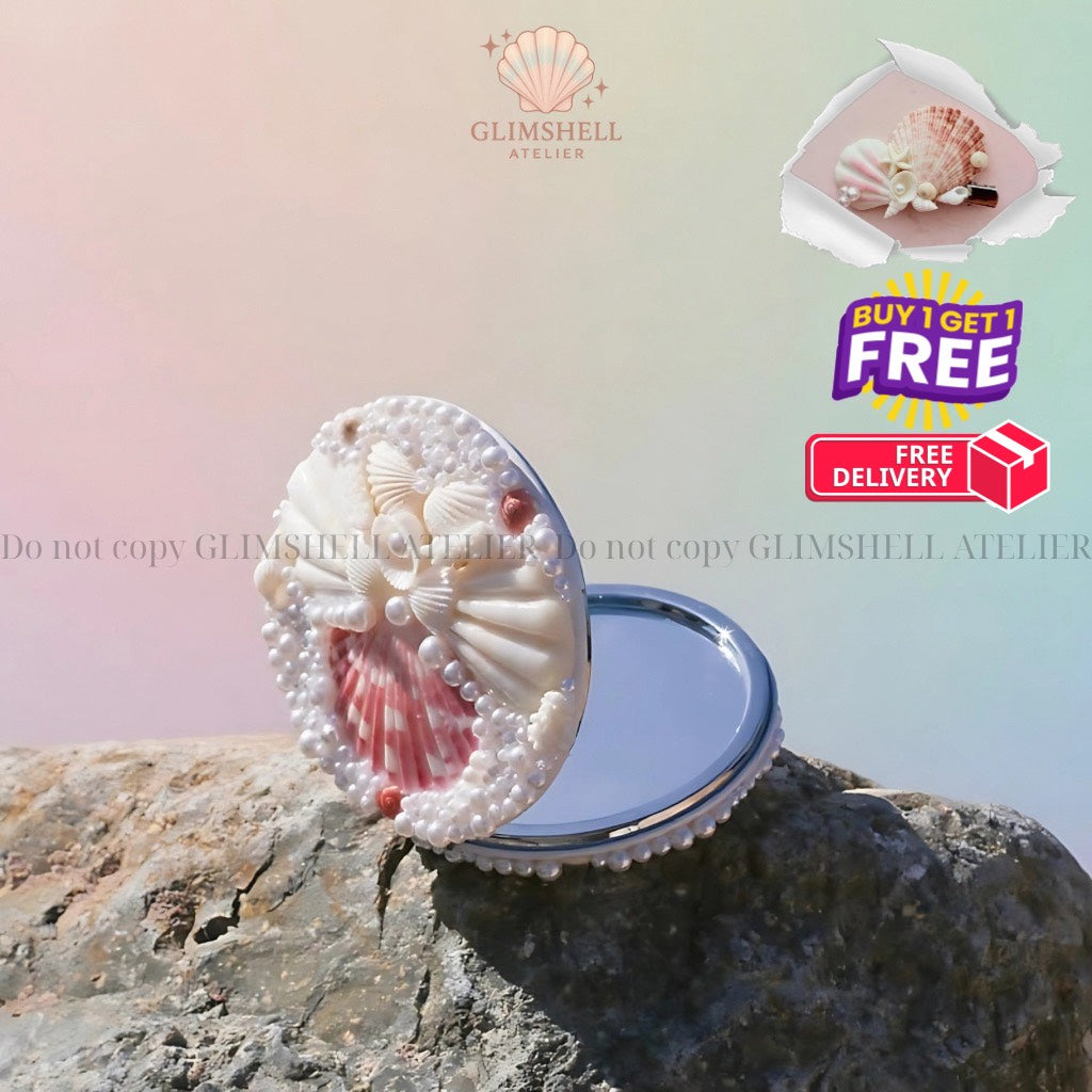 Luxury Handmade Seashell Pocket Mirror