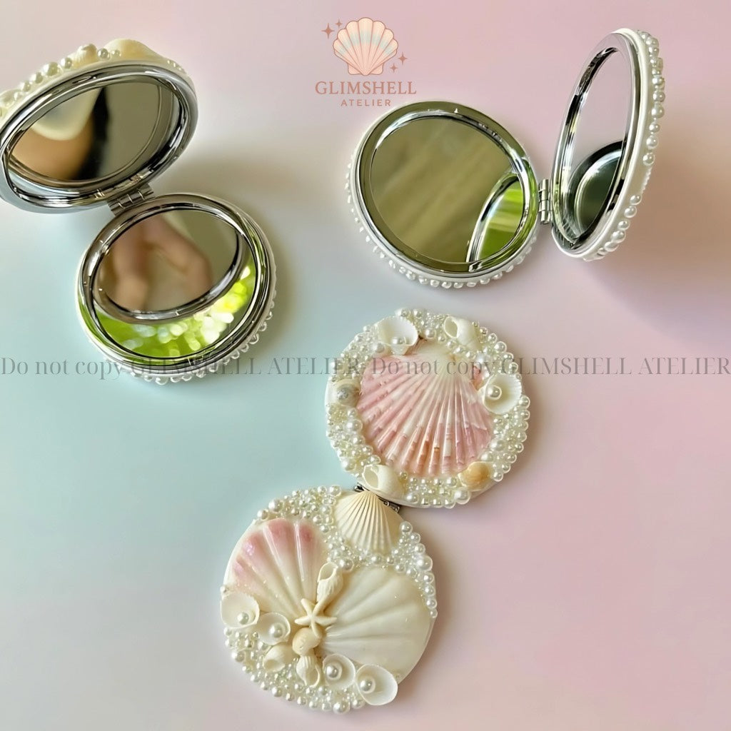 Luxury Handmade Seashell Pocket Mirror